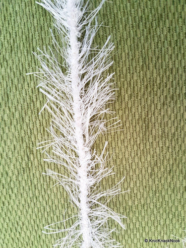 White Thread Tassels Trim, Approx. 50mm Wide